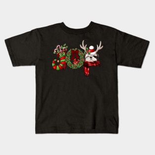 Christmas Joy Dwarf Stocking Reindeer White Shih Tzu Kids T-Shirt